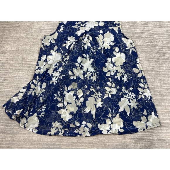 Ember Top Womens 1X Blue Floral Sleeveless Sheer V-Neck Polyester - Picture 8 of 12